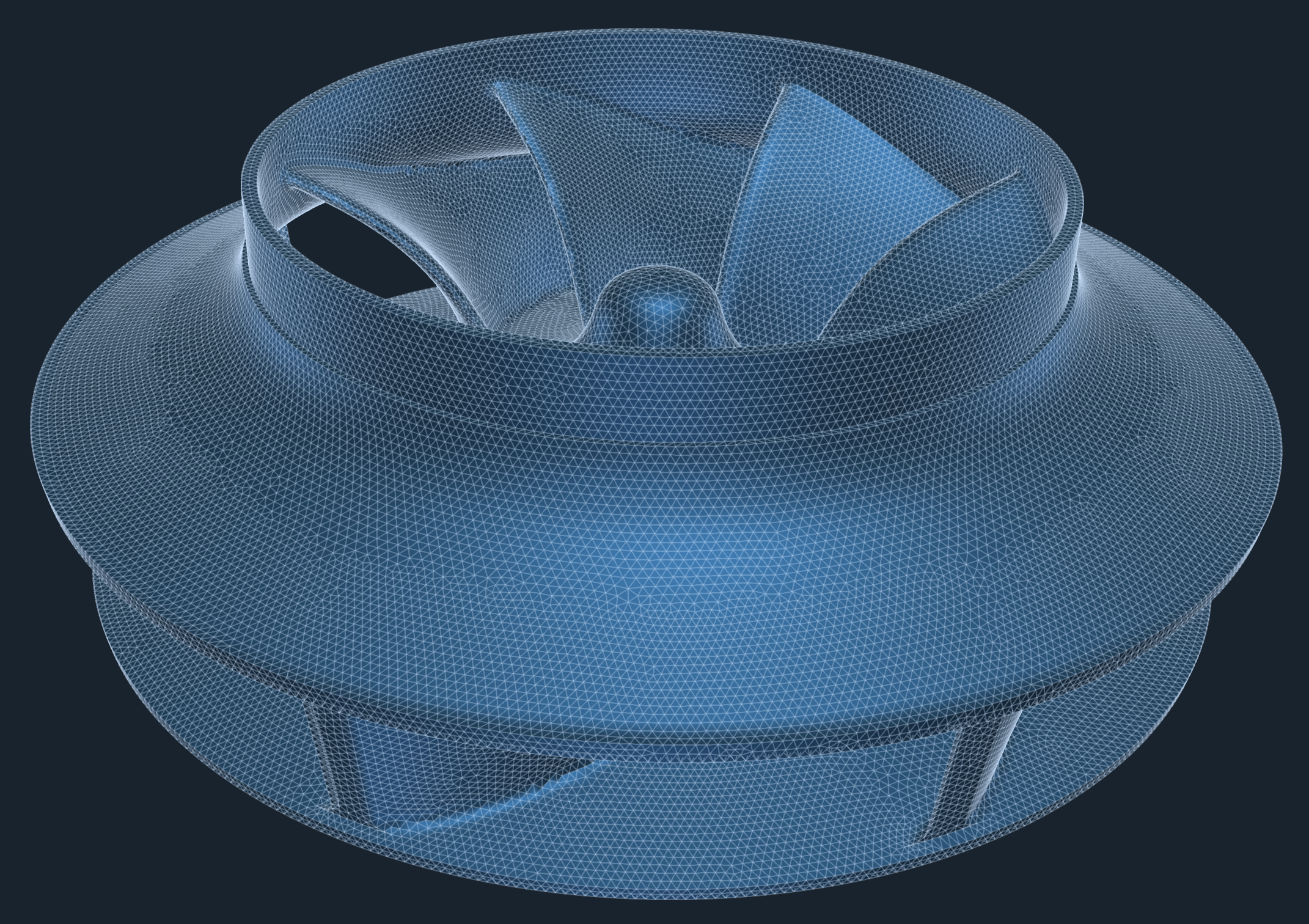 TCAE Pump impeller mesh for FEA 1