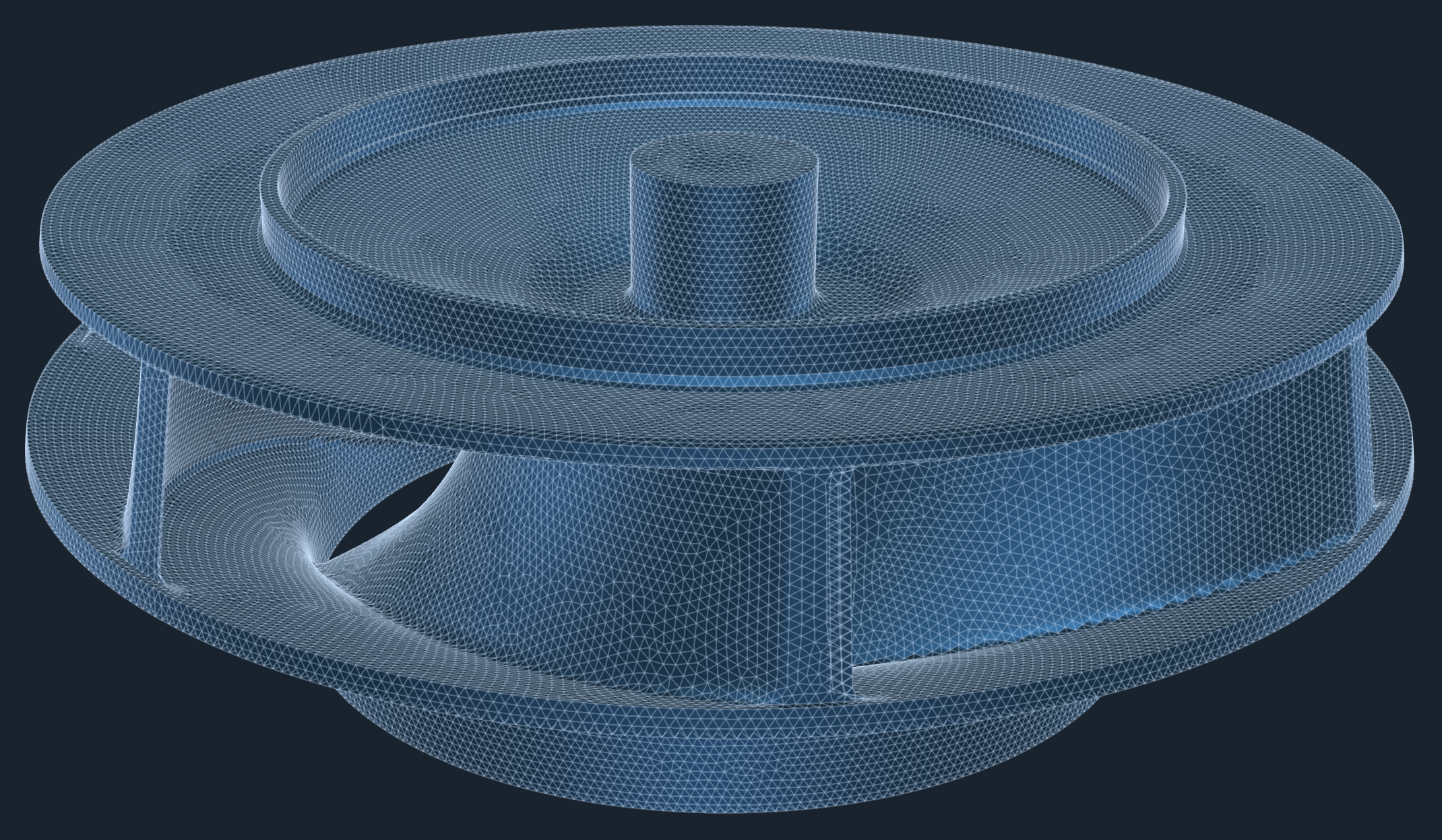 TCAE Pump impeller mesh for FEA back